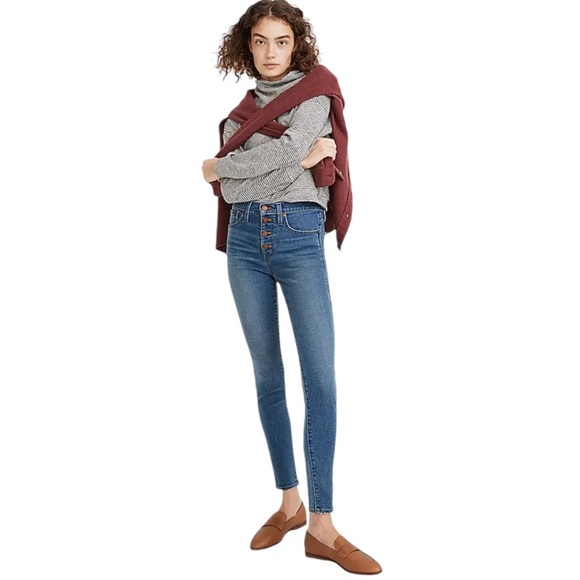 Madewell 10" High-Rise Skinny Jeans in Dewitt Wash: Button-Front| Size 28 - Picture 1 of 6